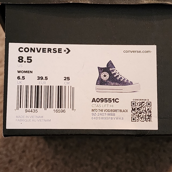 Converse LIFT Black and Silver Glitter Sneakers - Picture 2 of 6